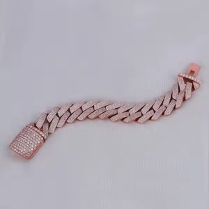 VVS Charity Diamond Cadena de eslabones cubanos Estilo HipHop Collar de hombre chapado en oro rosa Joyería fina Regalo de compromiso de boda - Product Image 4