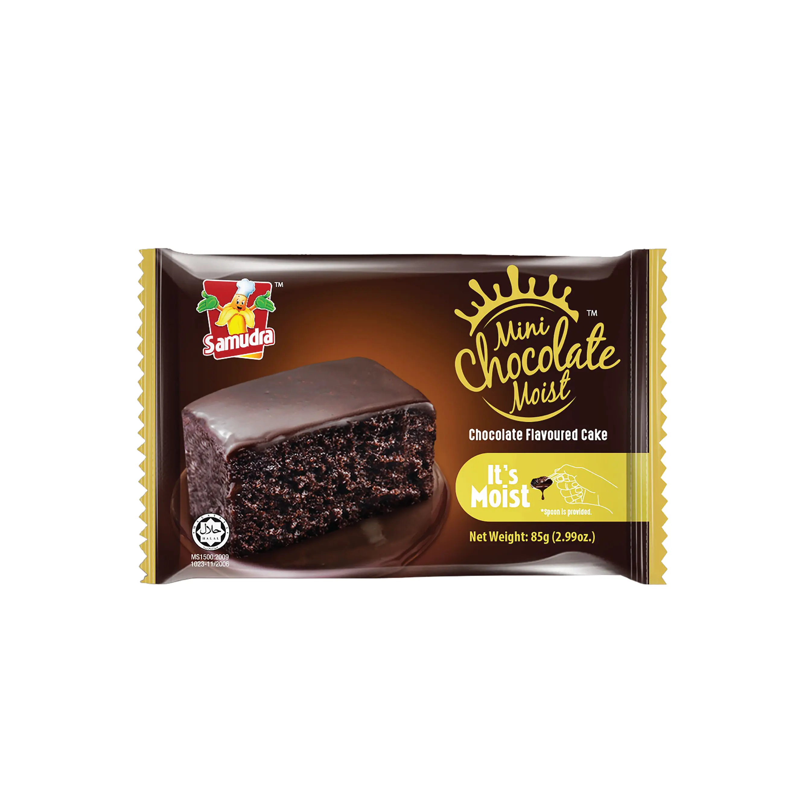 Baked Goods Delicious Halal Samudra Mini Chocolate Moist Cake 85g x 18 pkts come with strong chocolate taste