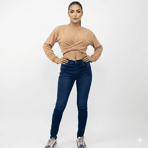 Pantaloni in Denim Skinny Bicolore Blu con Effetto Sbiadito e Vestibilità Comoda con Stretch S102 - Product Image 1