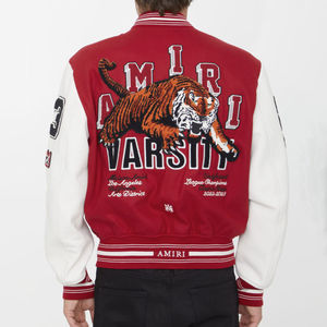 Chaquetas Universitarias de Cuero Genuino al por Mayor, Transpirables, con Parches Bordados, Logotipo Personalizado, Mangas Completas - Product Image 6