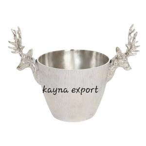 Cubo de champán Chapado en níquel de metal de aluminio con diseño de patas de metal Hogar y fiestas Uso de cubo enfriador de cerveza y champán - Product Image 6