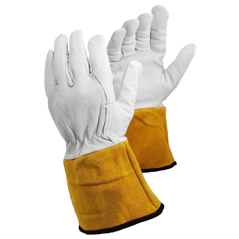 Gants de soudage Clute Gants de soudage TIG/MIG/Gantelet en cuir de haute qualité Gants de sécurité en cuir de peau de chèvre Travail de soudage PK