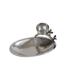 Bandeja de acabado de níquel de diseño martillado que sirve comida deliciosa y cocina restaurante uso comida ensalada y bandeja para servir frutas - Product Image 1