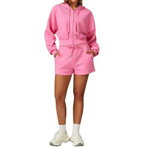 2 pièces Nouveau costume de sport d'hiver à fermeture éclair Sweat-shirt décontracté à capuche à manches longues Costume de course en plein air Vêtements de sport pour femmes - Product Image 1