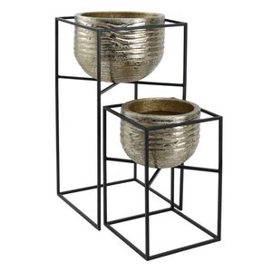 Soporte de Exhibición para Macetas de Malla Negra Dorada, de Hierro Galvanizado, para Uso en Interiores y Exteriores, Diseño Elegante - Product Image 3