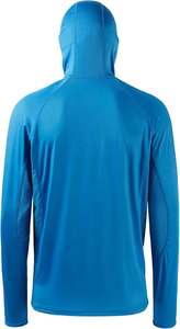 เสื้อเชิ้ตตกปลาแขนยาวสีฟ้า Malibu ป้องกันรังสียูวี UPF 50 สำหรับทุกเพศ พิมพ์โลโก้ได้ พร้อมผ้าคลุมคอแบบฮู้ด ผลิตจากโพลีเอสเตอร์ 100% ป้องกันแบคทีเรีย - Product Image 4