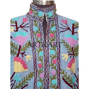 Handmade Women's Suzani <b>Quilted</b> Knitted Cotton <b>Jacket</b> Elegant Embroidery Comfortable Open Front Pockets Trendy Winter Outerwear - Product Image 3