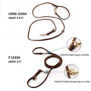 Luxury Classic Fashion Dog Lead Comfortable Soft Leather Nylon Rubber Handle Heavy Duty Construction Custom Logo <b>Lace</b> Rivet - Product Image 6