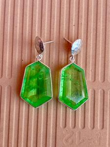 Pendiente colgante de piedras preciosas de peridoto de plata de ley 925, hermoso pendiente verde, joyería de plata elegante para mujer - Product Image 4