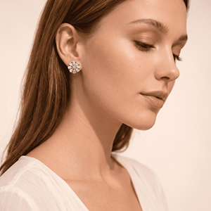 Pendientes de Diamantes Cultivados en Laboratorio con Diseño Floral en Forma de Pera, Oro Blanco, Joyería Fina de Lujo, Regalo para Mujer - Product Image 5