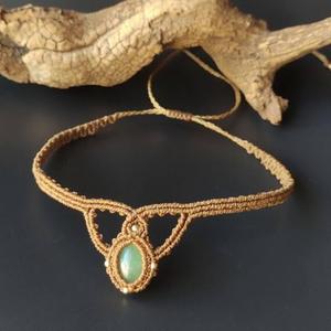 Collier en macramé vintage fait à la main avec pierre précieuse labradorite, perles de 15 mm, pendentif sur chaîne à maillons pour cadeau de mariage - Product Image 2