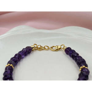 18K Gold Filled Amethyst Ball <b>Bracelet</b> 925 Sterling <b>Silver</b> Gift for Someone Special - Product Image 3