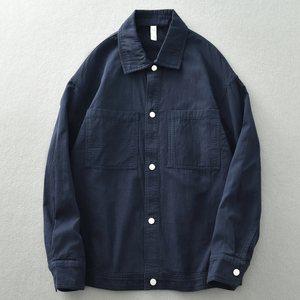 เสื้อแจ็กเก็ตผู้ชายทรงหลวมลำลองแขนยาวผ้าเดนิมสไตล์วินเทจสไตล์ญี่ปุ่นเรียบง่ายสไตล์ยุโรปและอเมริกันสำหรับฤดูหนาวโลโก้ด้านหน้า - Product Image 1