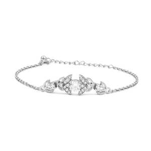 NOVAMART Fine Zarkan Vintage Silver <b>Bracelet</b> with Charm Flower Pattern Trendy Religious <b>Copper</b> Brass Bangles Perfect Gift Pearls - Product Image 1