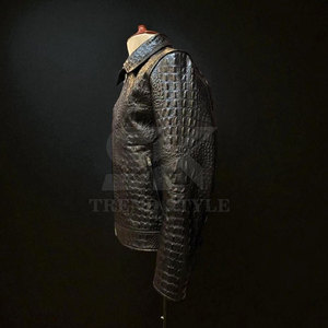 <b>Men</b> Croc Print Leather <b>Jacket</b> Premium Material Soft Warm <b>Casual</b> Fashion <b>Jacket</b> Fashionable <b>Men</b> Croc Embossed <b>Jacket</b> - Product Image 5