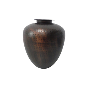 Vase à fleurs martelé en métal décoratif de salon Vase de Style classique à patine grise pour la décoration de maison et de mariage - Product Image 4