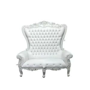 Chaises de trône de luxe à double siège en bois design personnalisable pour les meubles de mariage et d'hôtel chaises de trône à dossier haut - Product Image 1