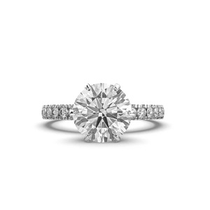 Anillo de diamantes cultivados en laboratorio de corte redondo Banda de compromiso de oro blanco de 14 quilates HPHT Chapado en Oro Ecológico para regalo - Product Image 1