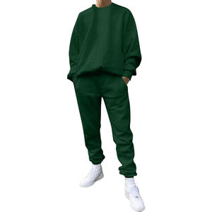 Survêtement de gymnastique deux pièces en coton imprimé solide de luxe pour hommes taille XL coupe ample col rond manches longues en gros pour l'hiver - Product Image 5