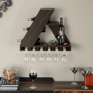 Estante <span class=keywords><strong>de</strong></span> Vino <span class=keywords><strong>de</strong></span> <span class=keywords><strong>Madera</strong></span> Personalizado para Montar en la Pared, para 4 Botellas y 6 Copas, Estante <span class=keywords><strong>Vertical</strong></span> para Botellas <span class=keywords><strong>de</strong></span> Vino, Soporte <span class=keywords><strong>de</strong></span> Almacenamiento para el Hogar - Product Image 2