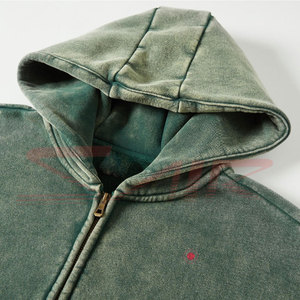 Sudadera con capucha de lavado ácido de algodón de gran tamaño para hombre personalizada de secado rápido con logotipo personalizado Color rojo Vintage para invierno - Product Image 3