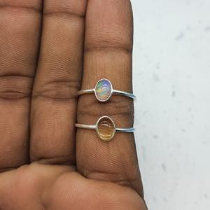 แหวนเรียงพลอยโอปอลและซิทรินสีเงิน925น้ำหนักเบาเครื่องประดับจัดงานแต่งงานและปาร์ตี้สำหรับผู้หญิงแหวนของขวัญที่สมบูรณ์แบบ - Product Image 1