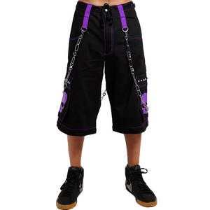 Women's Skull GOTHIC High Sell Pants BLACK/PURPLE Stitching 100% Cotton Deep Pockets 2026 - Product Image 5