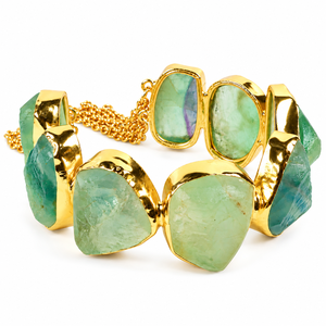 Natural Raw Crystal Stone Adjustable <b>Bracelet</b> for <b>Girls</b> & Women Gold Tone Amethyst & Black Tourmaline Designer Jewelry - Product Image 6
