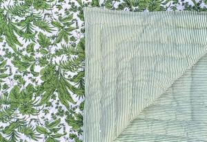 Cubrecama Acolchado de Algodón Orgánico Reversible Green Leaf Jaipuri Razai - Product Image 3