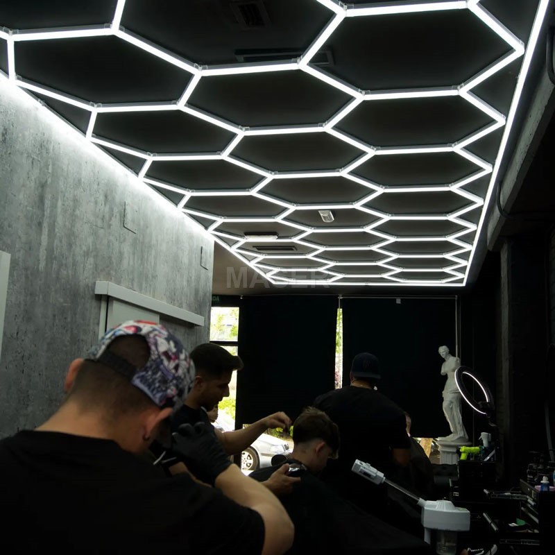 LED Light Hexagon Ceiling Lamps 14 Grid Honey Comb Lumire Dimmable AC High CRI for Salon Coiffeur Barber Shop Workshop