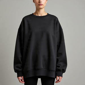 Sudaderas de lana transpirables de gran tamaño para mujer, sudaderas informales con hombros descubiertos y hombros caídos, jersey para mujer, ropa de calle, sudadera - Product Image 3