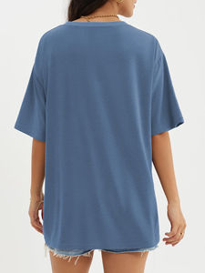 Venta al por mayor de alta calidad de Hip Hop en blanco cuello redondo gota hombro Streetwear personalizado liso 100% algodón Oversize camisetas mujeres - Product Image 3