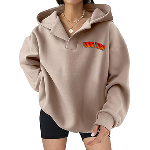 Sweat à capuche oversize à manches longues en molleton 100% coton unisexe, imprimé avec un logo personnalisé, pour femmes, streetwear d'automne - Product Image 4