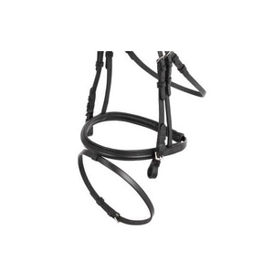 Brida inglesa de cuero negro real con banda de cristal Flash Rienda de goma acolchada Fabricantes indios Producto de caballo - Product Image 3