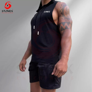 Chaleco Deportivo con Capucha sin Mangas de Poliéster de Alta Calidad con Logotipo Personalizado para Fisicoculturismo, Gimnasio y Running - Product Image 6