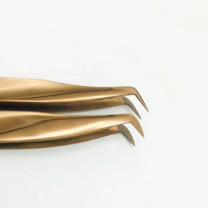 Juego de Pinzas para Extensión de Pestañas Profesionales Personalizadas, Redondas, Color Oro Rosa, Material de Acero Inoxidable con Punta de Fibra - Product Image 4