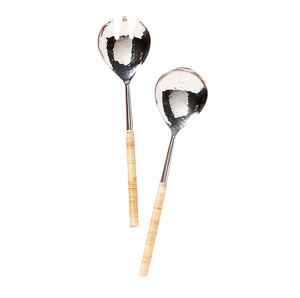 Ensemble de serveurs à salade en acier inoxydable au design magnifique avec manche en bois, pour table basse, ustensiles de cuisine - Product Image 6