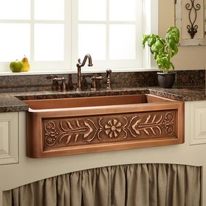 Fregadero de Cocina de Cobre Hecho a Mano con Diseño Moderno, Acabado Premium, Opciones Personalizables para Interiores de Casas de Lujo - Product Image 2
