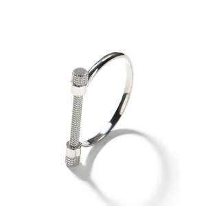 Brazalete de tornillo CZ completo, diseño audaz en forma de D, pulsera con piedras y motivo de tornillo, joyería unisex para vendedores en línea, venta al por mayor a granel - Product Image 4