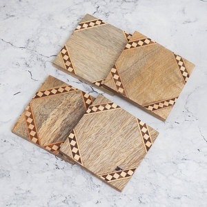 Customizable Classic Wood Cup <b>Glass</b> Coasters Wholesale Set for Premium Style Tea Coffee Water <b>Glass</b> Cover Coaster - Product Image 6