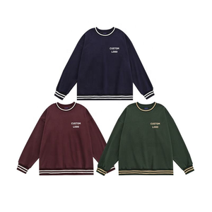 Sweat-shirt pour homme surdimensionné, respirant, écologique, personnalisé, couleur contrastée, col côtelé, col rond, broderie, capuche - Product Image 1