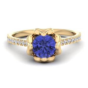 REYES-Anillos de compromiso de piedras preciosas de tanzanita de 1 quilate de oro de 14K, regalo de boda de alta calidad, joyería fina de diamantes - Product Image 6