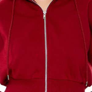 2025 personalizado mujeres cremallera completa Crop Top Sudadera con capucha Casual peso pesado algodón pulóver Zip up sudaderas con capucha para mujeres - Product Image 4