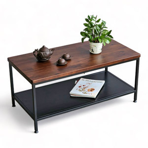 Table basse rectangulaire de style industriel 100x50cm en bois de manguier avec pieds en fer pour un style campagnard - TT68265 - Product Image 1