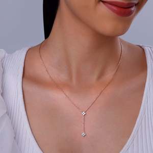 Collier Lariat en or rose avec diamants de laboratoire Collection Amorette - Product Image 1