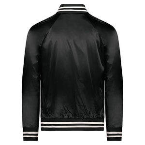 90s Inspired Satin <b>Varsity</b> <b>Jacket</b> for Youth Casual <b>Vintage</b> Sports-Inspired Design Snap Buttons Embroidered Techniques Dyed - Product Image 2