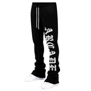 3D Custom Puff <b>Print</b> Stack Sweatpants Man Drawstring <b>Trousers</b> 100% Cotton French Terry Joggers <b>Men</b> Stacked Pants - Product Image 4