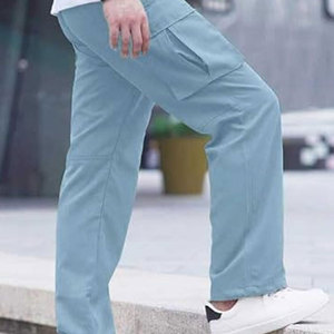 Pantalones Cargo para Hombre con Diseño Multibolsillos, Cómodos para Trabajo al Aire Libre y Uso Diario, Pantalones Joggers Azul Claro con Cordón - Product Image 6