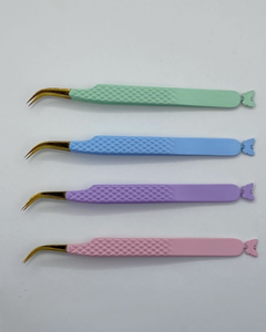 Pinzas para pestañas postizas Acero inoxidable Calidad fina Recto y curvado Top Lash Tweezes Suministros de extensión de pestañas - Product Image 6