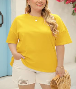 Camiseta de mujer de talla grande personalizada de alta calidad, camiseta de talla grande de tendencia para mujer, camisetas de gran tamaño para la temporada de verano - Product Image 1